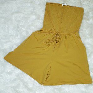 Women's Stetchable Tube Top Romper Mustard